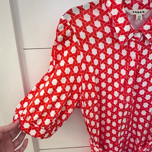 BODEN 12 Libby Geo Print jersey belted maxi shirt dress boho shabby chic - Picture 5 of 16